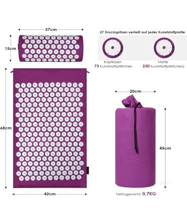Acupressure Set - Pain Relief Mat & Pillows for Neck & Back | Magnetic Therapy | Portable Carrying Bag | Ideal for Men & Women in Violet - Buy Online on GoSupps.com