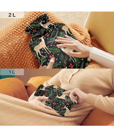 Christmas Deer Hot Water Bottle - 1L Pain Relief & Sore Muscle Heat Bag for Injuries | International Shipping - Buy Online on GoSupps.com