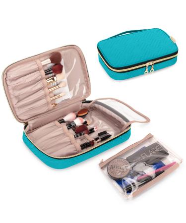 Yarwo cosmetic bag organizer for brush set make-up bag for cosmetic brushes (up to 24 cm) make-up brush storage bag (without cosmetics accessories) blue-green