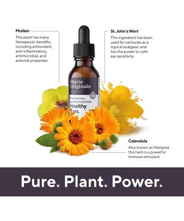Marie Originals Organic Ear Oil for Infections - Natural Eardrops for Prevention & Relief in Kids, Adults, Baby, and Dogs - Mullein & Garlic Formula - 1 Fl Oz - Buy Online on GoSupps.com