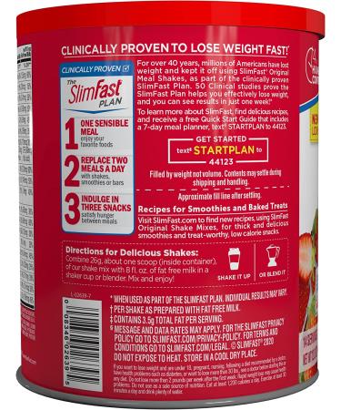 SlimFast Original Strawberries & Cream Shake Mix - 10g Protein, 14 Servings (Pack of 3) - Buy Online on GoSupps.com