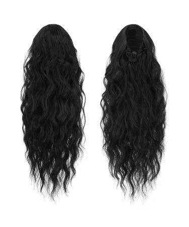 Feshfen 45 cm Black Ponytail Hair Extension - Wavy Clip-In Braid for Women - Synthetic Long Waves - Buy Online on GoSupps.com
