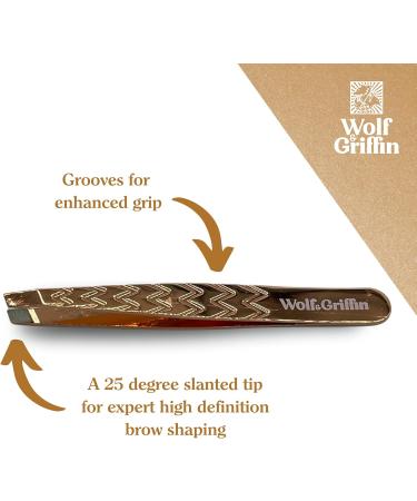 Wolf & Griffin Rose Gold Precision Tweezers - Professional Slanted Stainless Steel with Case | Ultimate Quality for Flawless Grooming - Buy Online on GoSupps.com