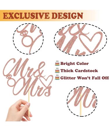 Sotpot 1 Pack Mr Mrs Cake Topper Rose Gold Glitter Love Mr Mrs Cake Pick Wedding Party Decorations Bridal Shower Wedding Cupcake Decoration Party Supplies Rose Gold - Wedding Cake Topper - Buy Online on GoSupps.com