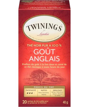 Twinings English Breakfast Individually Wrapped Tea Bags | Smooth Flavourful Black Tea | 20 Count (Pack of 6) | Enjoy Hot or Iced English Breakfast 20 Count (Pack of 6) - Buy Online on GoSupps.com