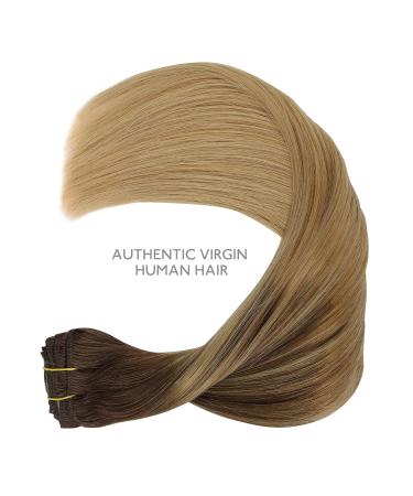 Buy WhenALIFE Real Hair Clip-in Extensions 35cm 14 120g - Balayage Chocolate Brown to Dirty Blonde - 7Pcs Remy Hair - Buy Online on GoSupps.com