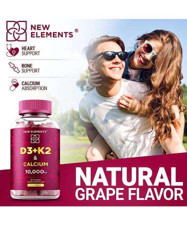 Vitamin D3 K2 Gummies 10000 IU with Calcium 100mg - Vegan Vitamin D Supplement for Men & Women - Non-GMO - Buy Online on GoSupps.com