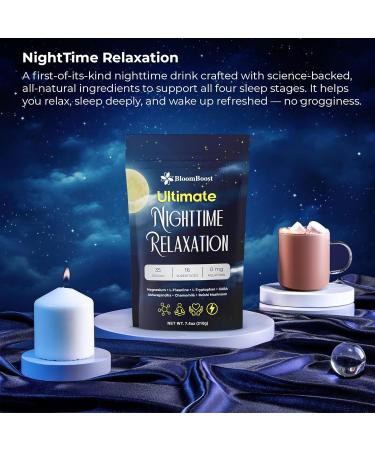 BloomBoost Magnesium Glycinate Powder Upgraded Formula with Vanilla Coconut Powder GABA L-Theanine Ashwagandha and Chamomile Natural Berry Flavor - Perfect for Evening Wind-Down & Cozy Nights - Buy Online on GoSupps.com