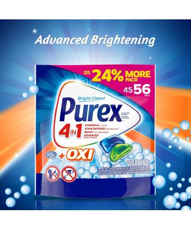 Purex 4-in-1 + OXI Laundry Detergent Pacs Fresh Morning Burst 56ct - Pack of 1 - Buy Online on GoSupps.com