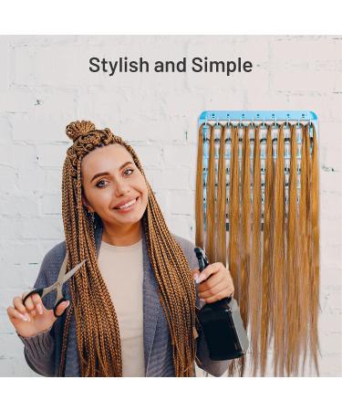 Yumkfoi Portable Braiding Hair Rack 120 Pegs - 2-in-1 Standing Hair Holder for Stylists | Double Sided Hair Separator Stand | Hair Extension Holder & Supplies - Blue Plastic - Buy Online on GoSupps.com