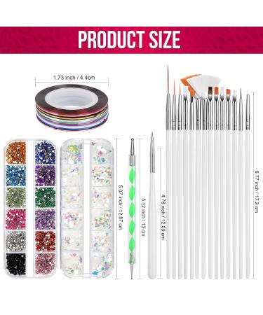 Fandamei 15-Piece Nail Art Brush Set - Gel Nails Dotting Pens & Rhinestones | Ultimate Manicure Tools - Buy Online on GoSupps.com