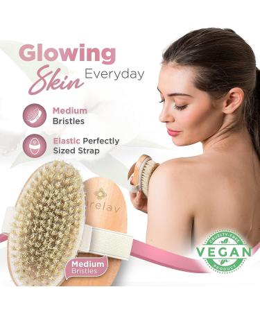 Premium 100% Vegan Oval Dry Brush for Skin Detox and Cellulite Exfoliation - Medium Bristles for Lymphatic Drainage - Deluxe Gift Box for Women - Buy Online on GoSupps.com