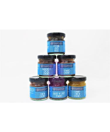 Hampton Chutney Gift Set - 6 x 35g Mini Jars for Food & Cheese Pairing | Tomato Onion, Bramley Apple, Caramelised Onion | Savoury Treat Accompaniment - Buy Online on GoSupps.com