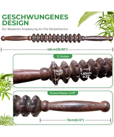 Premium Wooden Fascia Roller & Massage Scooter for Muscle Relaxation | Beech Wood Gua Sha & Anti-Cellulite Tool - Buy Online on GoSupps.com