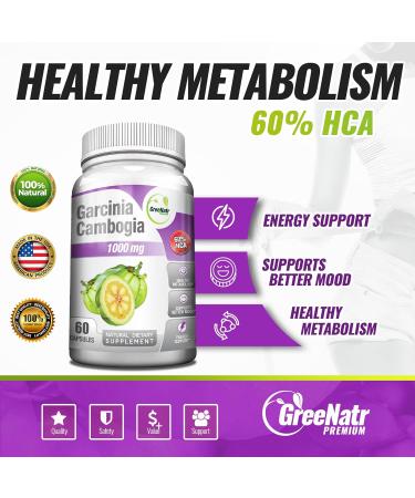Garcinia Cambogia Extract 1000mg Pure Natural HCA with Potassium - Non GMO, Gluten Free, 360 Vegan Capsules - AS SEEN ON TV - Buy Online on GoSupps.com