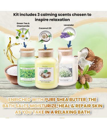 Spa Gift Set: Natural Epsom Bath Salts with Essential Oils - Detox, Hydrate, and Relax with Aromatherapy - Includes 3 Pouches, Wooden Scoop, and Gift Box - Buy Online on GoSupps.com