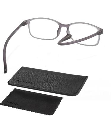 PROFLEX BluOptix Blue Light Blocking Reading Glasses | Lightweight, Flexible, Scratch-Resistant | Unisex | Computer Screen Technology | Grey 1.5 Dioptres - Buy Online on GoSupps.com