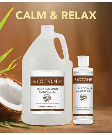 BIOTONE Truly Coconut Massage Oil - Organic Light & Versatile for Deep Relaxation - 128 Fl Oz | Ideal Bodycare Oil - Buy Online on GoSupps.com