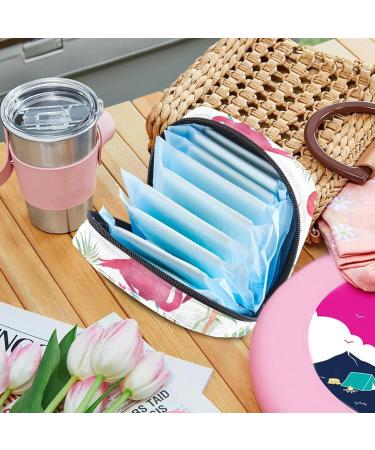 Rosa Flamingo Pattern Storage Bags | Tropical Leaves Menstrual Pad & Cup Bag | Zipper Bags for Teens & Women - Buy Online on GoSupps.com
