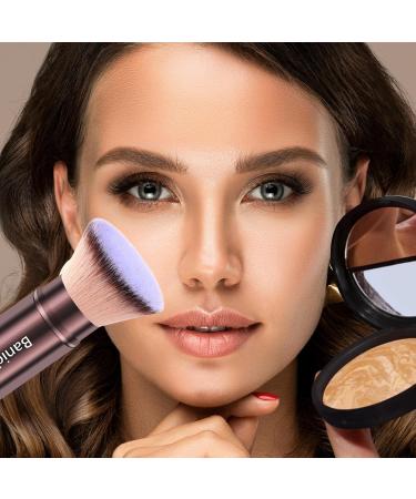 Makeup Brush Kabuki Face Brushes Retractable Travel Blush Brush Portable Flawless for Foundation Powder Blush Bronzer Buffing Liquid Cream Cruelty Free with Cover(Flat-Head) - Buy Online on GoSupps.com