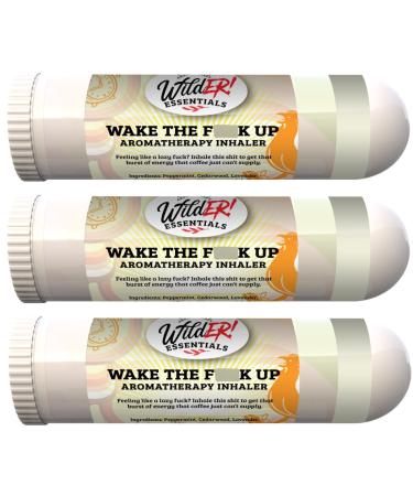 WildER Essentials 3 Pack of Wake The f Up Aromatherapy Nasal Inhalers Made with Premium Grade Essential Oils to Help Keep You Awake and Energized