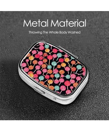 Lollipop Pattern 2 Compartment Pill Case | Cute Travel Pill Organizer & Purse-Sized Pill Box for Gifts - Buy Online on GoSupps.com