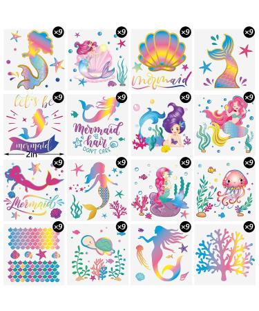 144 Mermaid Temporary Tattoos - Party Favors & Supplies | Waterproof Tattoo Stickers in 16 Styles - Buy Online on GoSupps.com