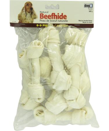 Dogit Natural Beefhide Knotted Bone Medium 15-18cm 6-7-Inch 600gm 21.2-Ounce 8-9 Pieces - Buy Online on GoSupps.com