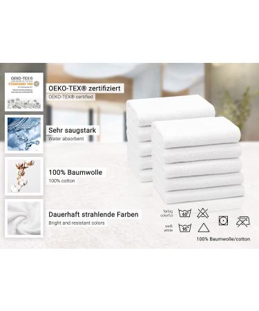 Zollner 10 Set Hotel Quality White Towels - 50x100 cm Strong & Soft Shower Towels with Hanger - Washable up to 95 C - Ideal for Home & Travel - Buy Online on GoSupps.com