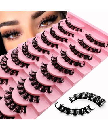 10 Pairs 3D Artificial Eyelashes - Russian Style Natural Curly Cat Eye Lashes (D-Curl Wispy Volume) - S011 - Buy Online on GoSupps.com