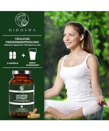 Qidosha Decaffeinated Green Tea Extract Capsules - 180 pc 700mg | 50% High-Dose EGCG (350mg) - Caffeine-Free for Optimal Health - Buy Online on GoSupps.com
