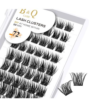 Cluster lashes 10mm 72 Clusters B&Q Lash Clusters D Curl Individual Cluster Lashes Natural Eyelash Clusters DIY Lash Extensions Soft Fluffy Cluster Eyelash Extensions (B09 D-10mm) D-10 mm B 09