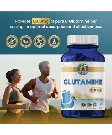 Vykee Nutrition L-Glutamine Capsules - Supplements for Muscle Recovery Gut Health and Immune Support - Vegan Non-GMO Gluten-Free - 1500 mg 120 Count - Buy Online on GoSupps.com