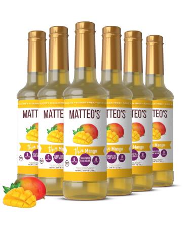 Matteo's Sugar-Free Fruit Syrup Sweeteners for all types of Beverages - for Pastry Dessert Kitchen Restaurant and Bars Vibrant Mango Flavor Sweet Tropical Non Alcoholic Syrup (750mL 6pk) 750 ml (Pack of 6)
