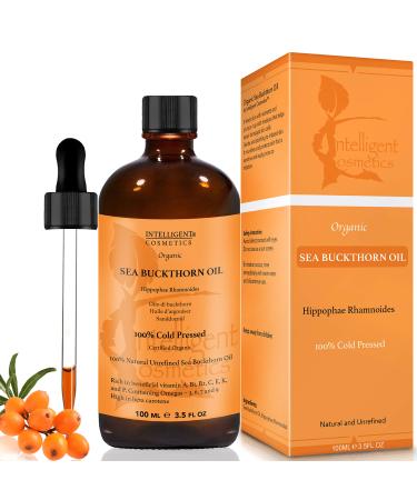 SEA Buckthorn Oil 100ML 100% Cold Pressed Organic Unrefined Pure & Natural Repairs Damaged Skin Calms Irritated Skin Heals Rosacea Supplied in Glass Amber Bottle with Pipette