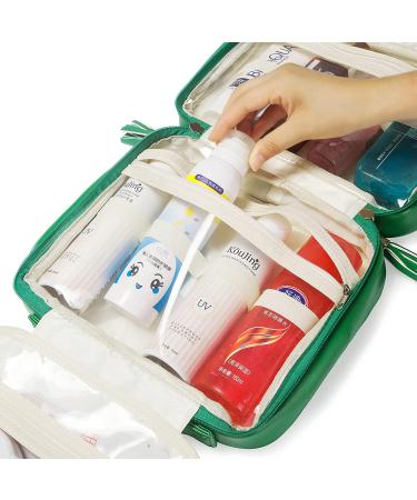 LACATTURA Hanging Toiletry Bag for Women - Large Leather Travel Makeup Organizer - Portable Waterproof Hygiene Bag in Green - Buy Online on GoSupps.com