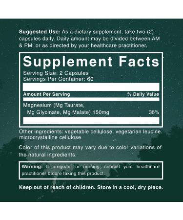 Natural Rhythm Triple Calm Magnesium 150mg - 120 Capsules, Magnesium Supplement with Glycinate, Malate & Taurate - Buy Online on GoSupps.com