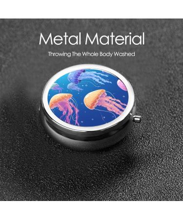 Jellyfish Jellies Portable Metal Pill Box - Round Mini 3-Compartment Design for Small Pills | Ideal Travel Accessory - Black - Buy Online on GoSupps.com