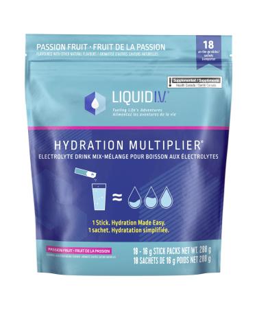 Liquid I.V. Electrolyte Drink Mix for accelerated hydration Passion Fruit Hydration Multiplier with Vitamins B3 B5 B6 B12 and C 288 g 18 on-the-go sticks