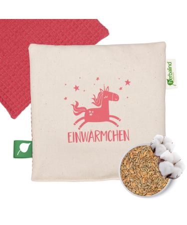 Herbalind organic warming pillow for baby & children - warm in the unicorn motif - grain grain pillows sustainably produced made in Germany 100% cotton 19x19 cm baby gift grain pillow (warm)