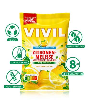 Vivil Lemon Balm Multivitamin Candy - 8 Vitamins Sugar-Free Vegan - 120g Bag with Refreshing Lemon Taste - Buy Online on GoSupps.com