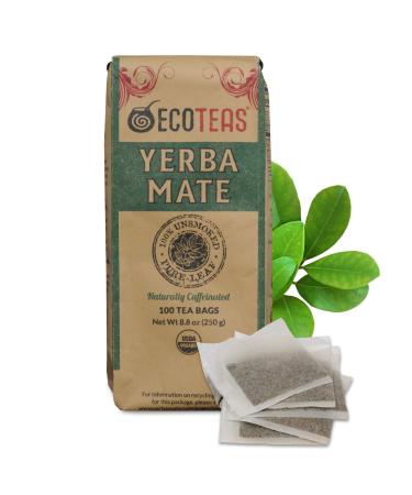 ECOTEAS - Unsmoked Yerba Mate Tea - Yerba Mate Tea Bags - Yerba Mate Tea - Detox Tea - Hi Caf Tea - Organic Tea - Organic Detox Tea - Yerba Mate Unsmoked - Yerba Mate - 100 Tea Bags, 8.8 oz 100 Count (Pack of 1)