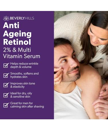 Beverly Hills Anti Aging Retinol Serum (2%) with Vitamin E B3 and K for Younger Skin | Anti Wrinkle Retinoid Serum for Face with Multivitamins for Hydrated & Vibrant Skin 30mL (120 Days Supply) - Buy Online on GoSupps.com
