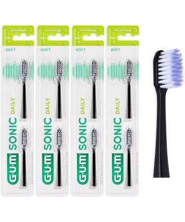 Gum Sonic Daily Replacement Brush Heads - Sweet Microfine Bristles for Gentle Cleaning (4x2 Black) | International Shipping Available - Buy Online on GoSupps.com