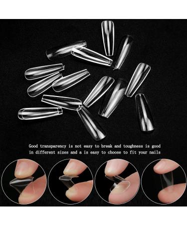 500 Pieces Acrylic Artificial Nail Tips - Ballerina Press-On Nails in 10 Sizes with Clear Box Nail Glue & Brush | International Shipping - Buy Online on GoSupps.com