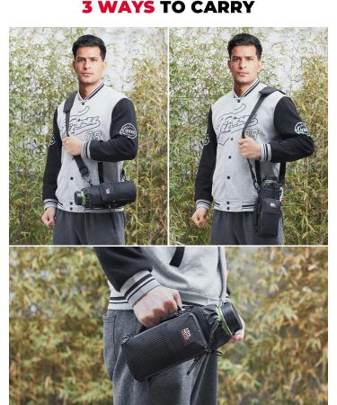 Buy Kemimoto 750ml/950ml/1.2L Water Bottle Holder - Adjustable Shoulder Strap Perfect for Hiking Camping & Fishing - Durable Black Bag - Buy Online on GoSupps.com