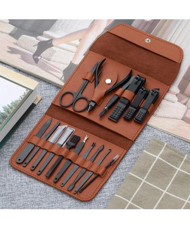 TONECY 16 in 1 Nail Cutter Professional Stainless Steel Scissors Grooming kit Art Cuticle Utility Tools Nail Clipper Manicure Set(New 16 pieces in set) - Buy Online on GoSupps.com
