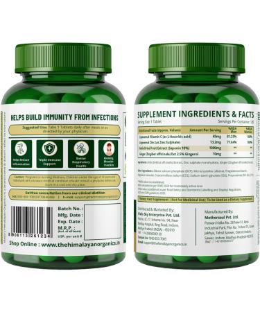 HIMALAYAN ORGANICS Organics Plant Based Vitamin C with Zinc - 120 Veg Capsules - Buy Online on GoSupps.com