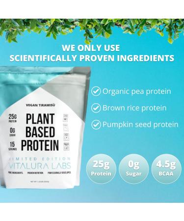 Plant-Based Protein Powder Vegan Protein Powder Made from Pea Rice & Pumpkin - No Added Sugar - No Artificial Ingredients - Tiramisu - 15 Servings - Buy Online on GoSupps.com