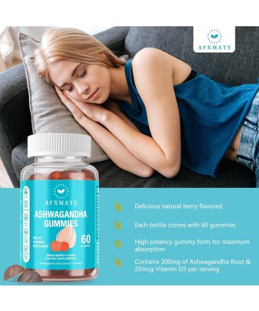 AFXMATE Ashwagandha Gummies & Vitamin D Gummies for Men & Women 120 Count Aswangdha Supplement (Non-GMO Sugar Free & Gluten Free) - Buy Online on GoSupps.com